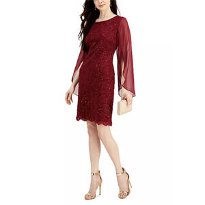 Connected Apparel Dress Womens 22W Sequin Sheath Flutter Sleeve Party Cocktail